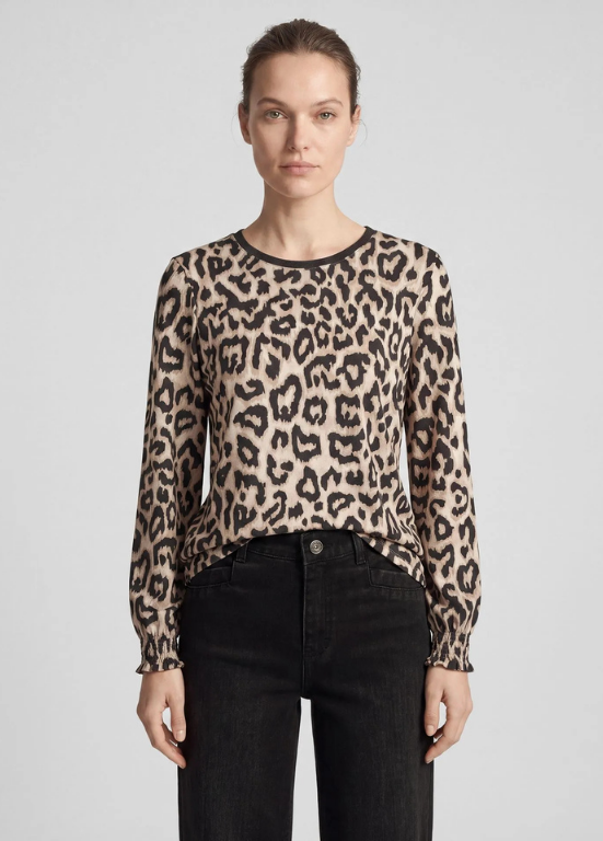 BLUSA ESTAMPADA EM ANIMAL PRINT CASTANHO - RABE