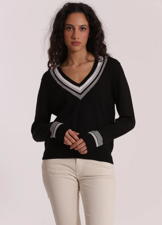CAMISOLA DE MALHA DECOTE EM V TRICOLOR - MIMI MUA