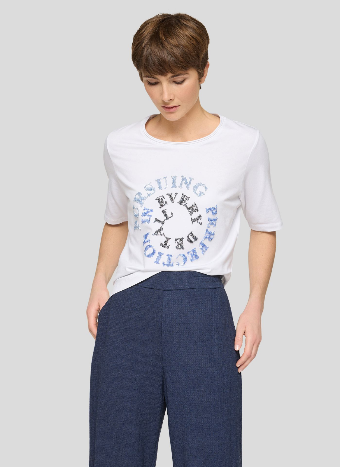 T-SHIRT EM ALGODÃO COM LANTEJOULAS AZUIS - RABE