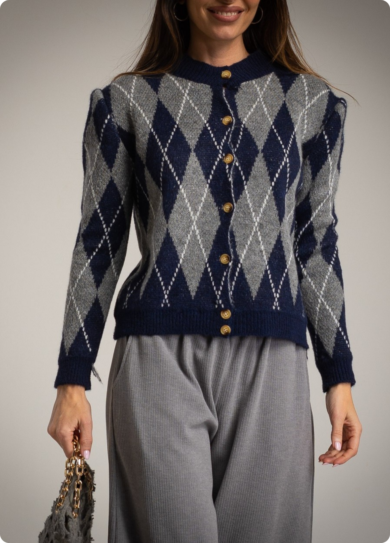 CASACO DE MALHA COM XADREZ - ALBANOS