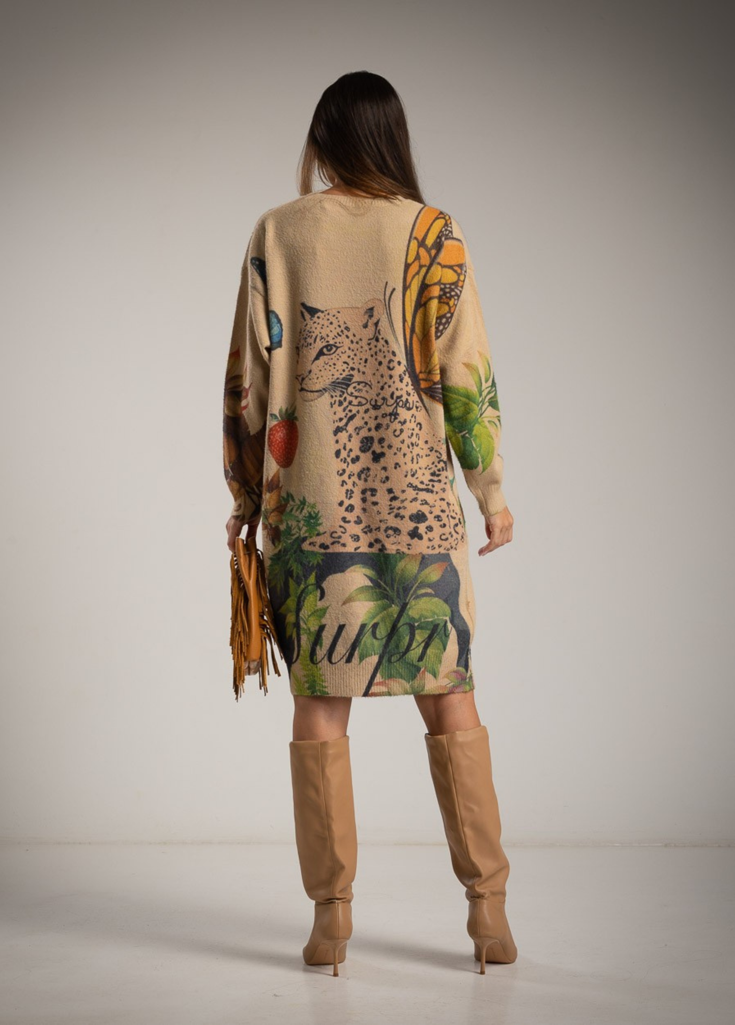 VESTIDO DE MALHA TROPICAL COM ANIMAL PRINT - ALBANOS