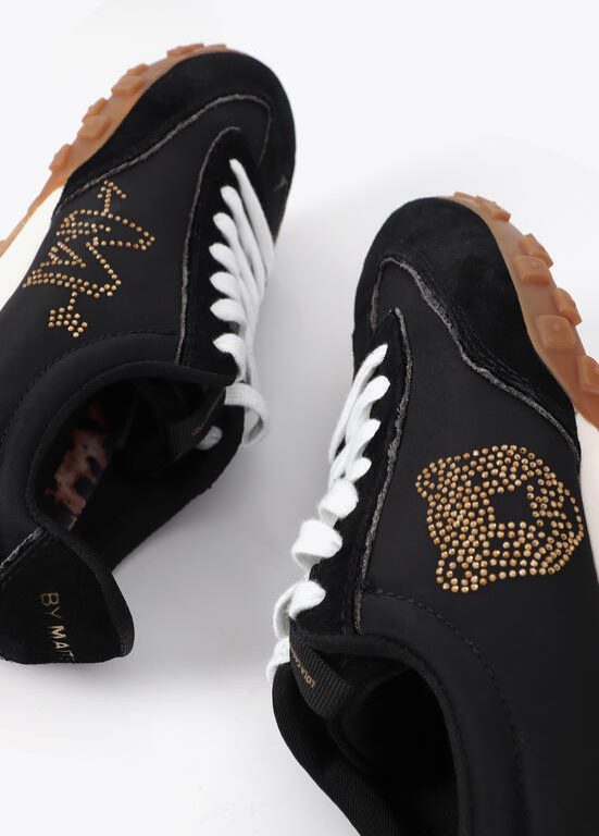 TÉNIS PRETOS COM LEOPARDO EM STRASS - LOLA CASADEMUNT