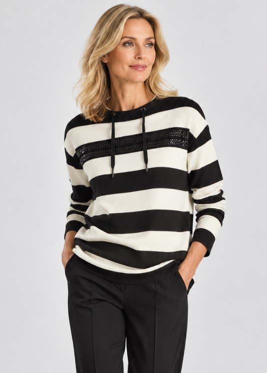 SWEATSHIRT DE RISCAS PRETAS E BRANCAS - BARBARA LEBEK