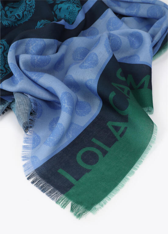 ECHARPE ANIMAL PRINT EM TONS DE VERDE&AZUL LC - LOLA CASADEMUNT