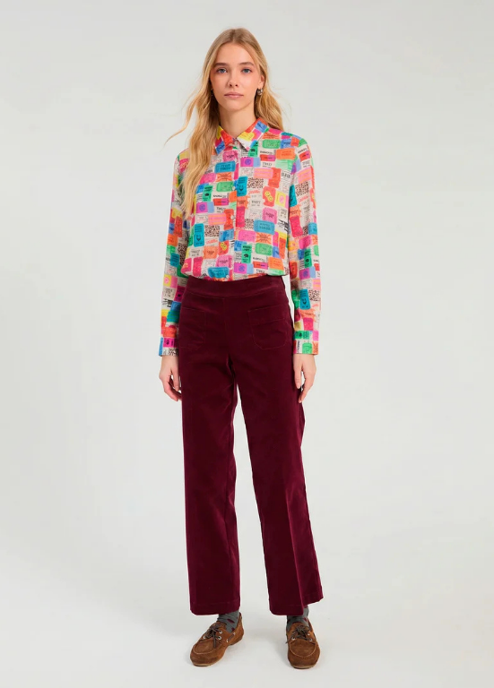 CAMISA DE MANGA COMPRIDA COM ESTAMPADO DE BILHETES MULTICOLOR - VILAGALLO