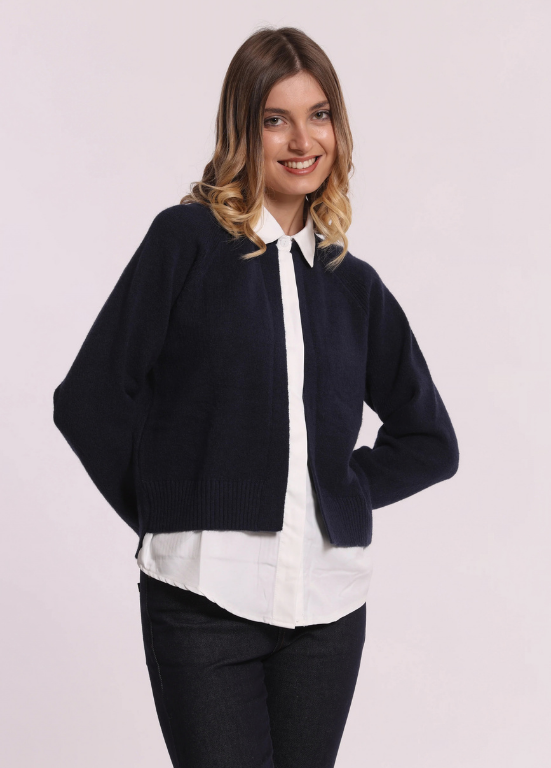 JERSEY AZUL MARINHO COM CAMISA FALSA AGARRADA - MIMI MUA