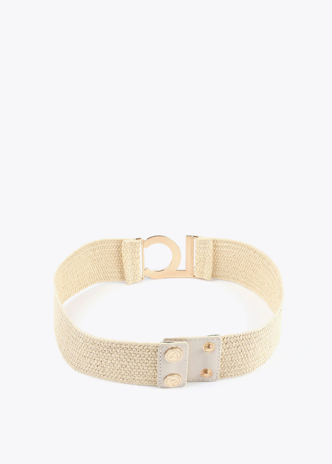 CINTO ELÁSTICO COM EFEITO RÁFIA E LOGOTIPO DOURADO - LOLA CASADEMUNT