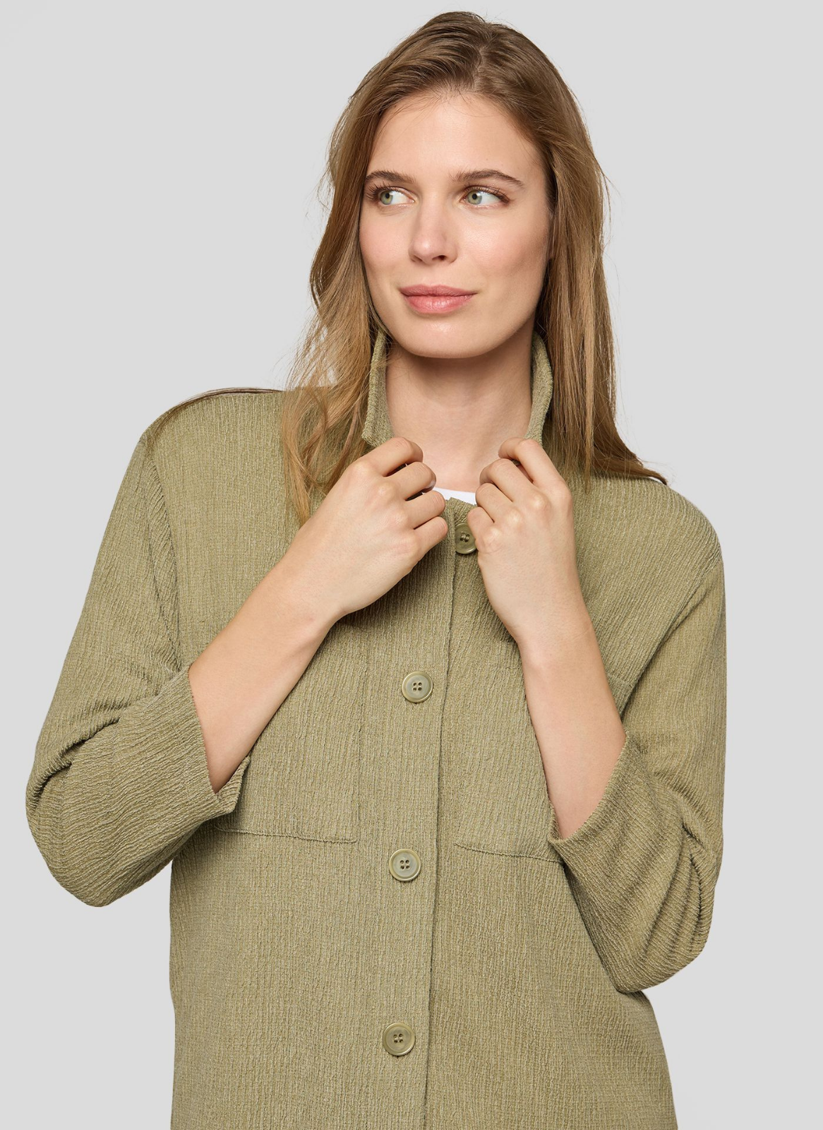 CASACO TIPO JAQUETA EM MALHA KAKI - RABE