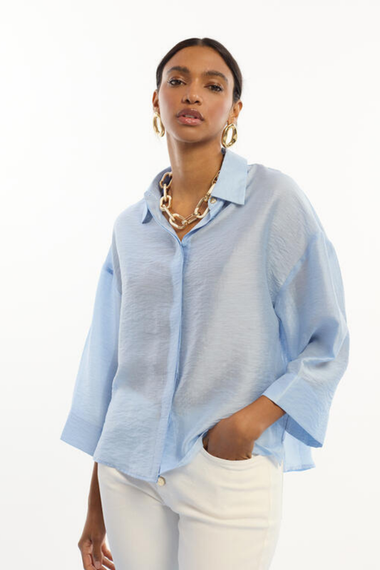 CAMISA AZUL COM TRANSPARÊNCIA - LOLA CASADEMUNT