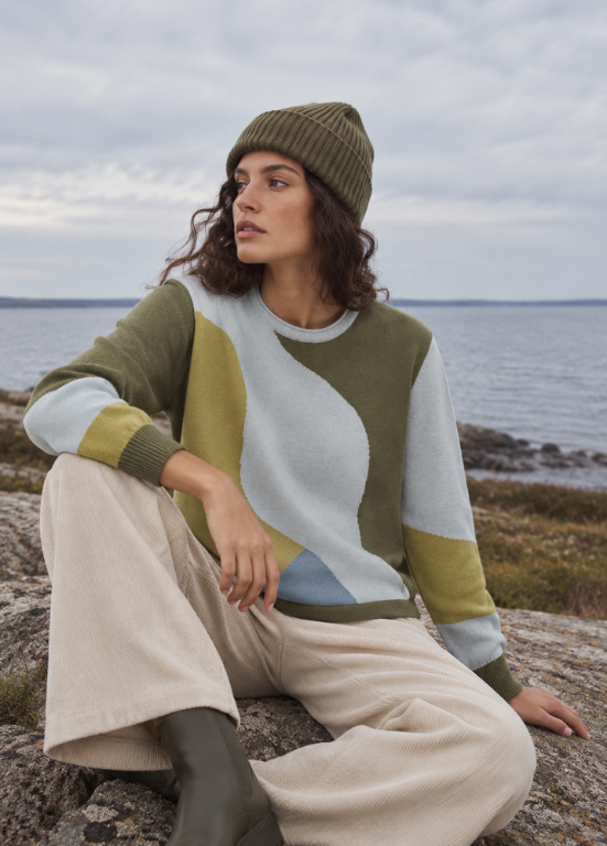 CAMISOLA DE MALHA COM ESTAMPADO VERDE E AZUL - BARBARA LEBEK