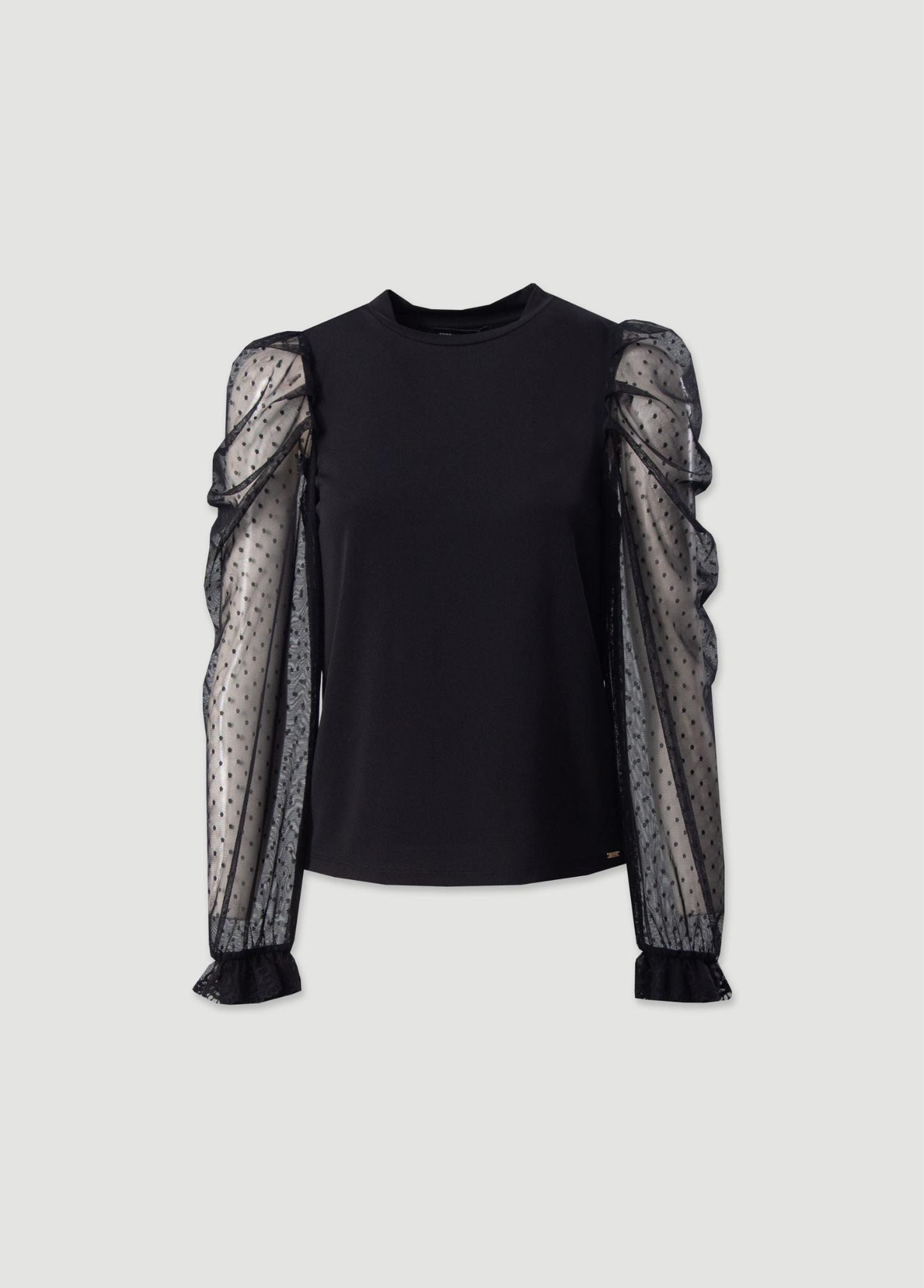 BLUSA DE MANGA COMPRIDA COM MANGAS EM TULE PLUMETI - FERRACHE