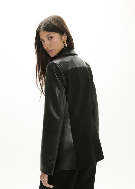 BLAZER DE ECOPELE E VELUDO PRETO LC - LOLA CASADEMUNT