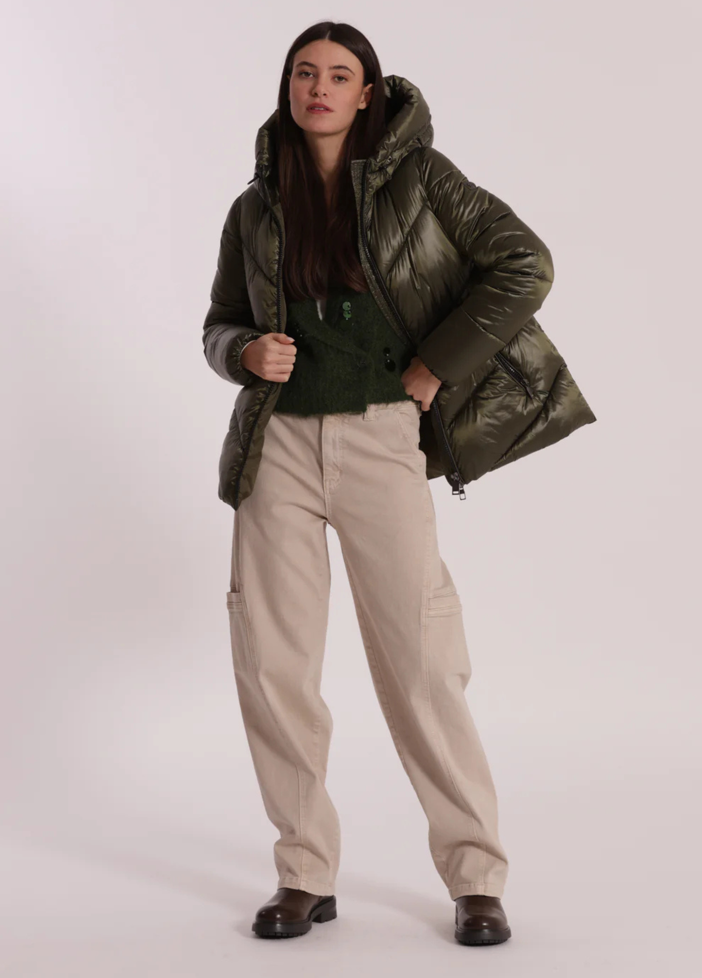 PARKA VERDE MILITAR COM CAPUZ - MIMI MUA