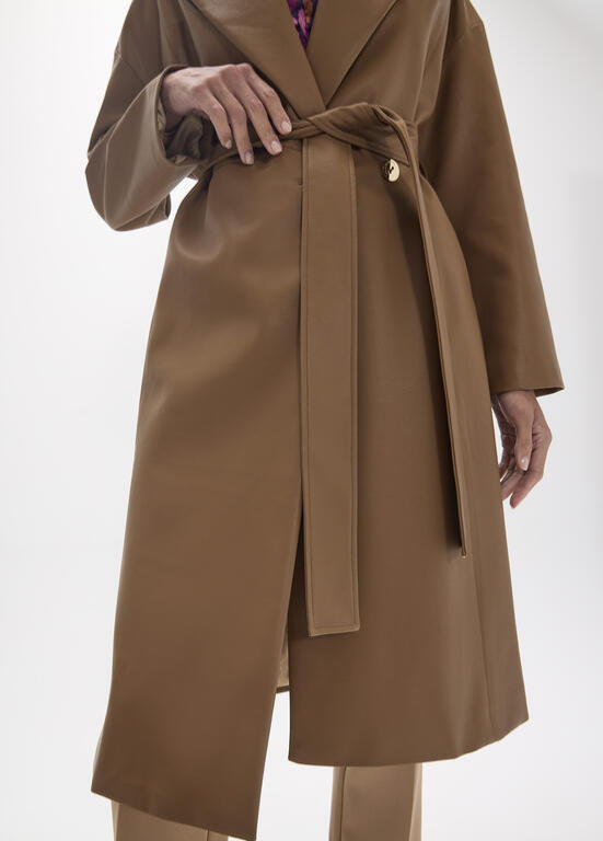 CASACO TIPO TRENCH CAMEL COM CINTO - LOLA CASADEMUNT