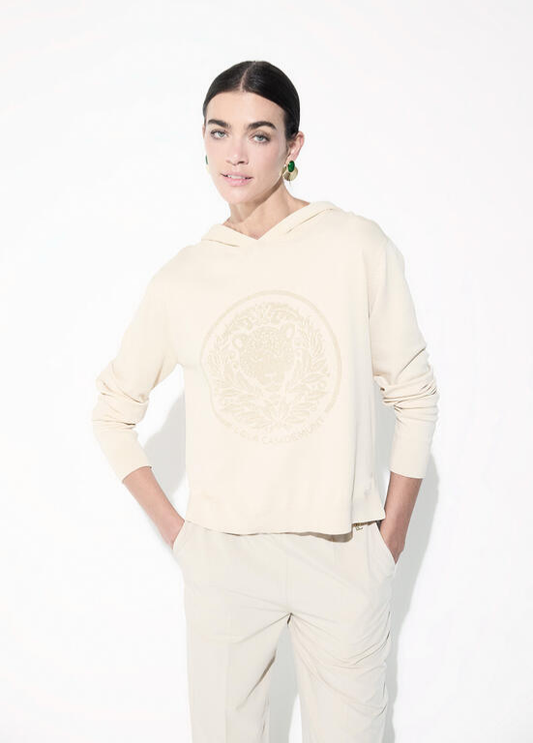 JERSEY BEGE COM CAPUZ E STRASS DOURADO - LOLA CASADEMUNT