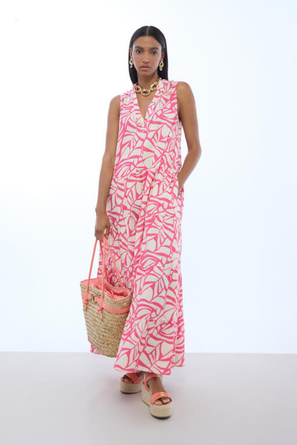 VESTIDO ESTAMPADO ROSA E CRU - LOLA CASADEMUNT