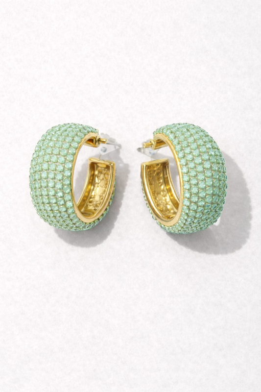 ARGOLAS COM STRASS EM VERDE MENTA - ALIBY