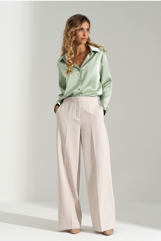 CALÇA CLÁSSICA WIDE LEG COM CINTO ELÁSTICO - FERRACHE