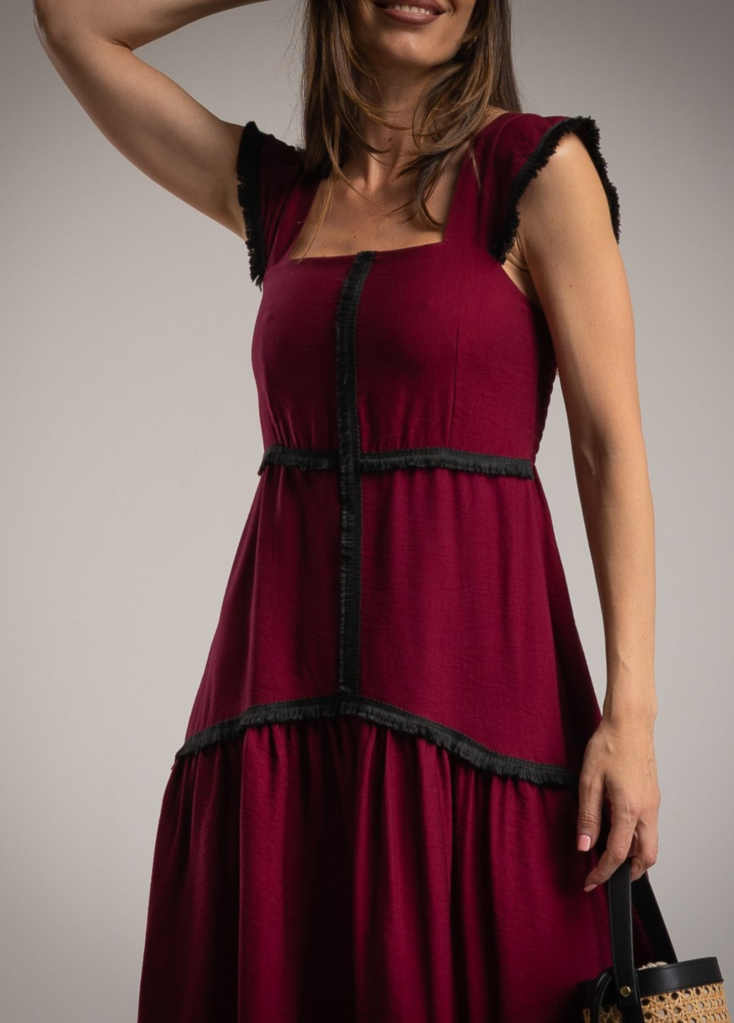 VESTIDO MIDI COM FRANJINHAS - ALIBY