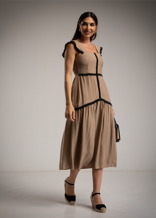 VESTIDO MIDI COM FRANJINHAS - ALIBY