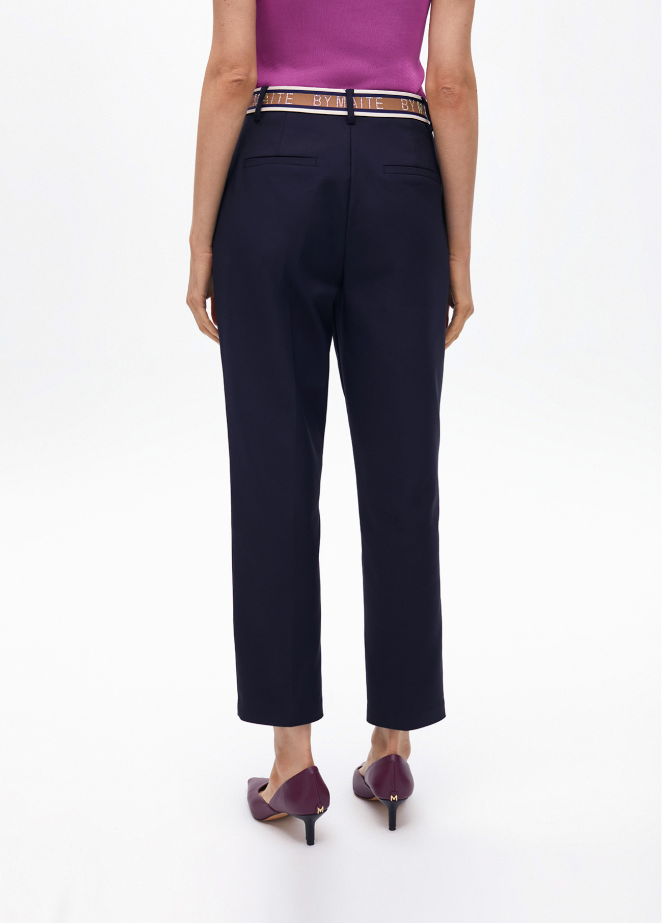 CALÇAS CHINO COM FAIXA LOGO EM STRASS - LOLA CASADEMUNT BY MAITE