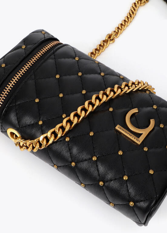 BOLSA DE TELEMÓVEL EM ECOPELE COM EFEITO METALASSÉ E TACHAS DOURADAS LC - LOLA CASADEMUNT