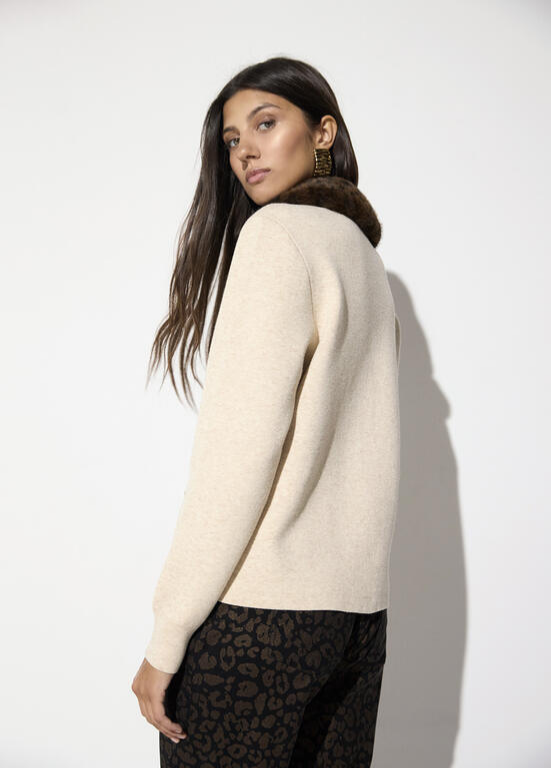 CARDIGAN COM GOLA DE PELE - LOLA CASADEMUNT