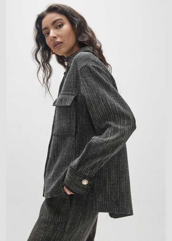 SOBRECAMISA EM TECIDO TEXTURADO CINZA ESCURO - LOLA CASADEMUNT