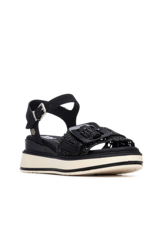 SANDÁLIAS TIPO RÁFIA CAMEL COM APLICAÇÃO E SOLA WEDGE - XTI shoes