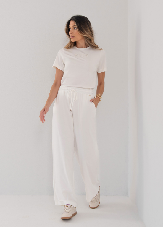 CALÇA FEMININA WIDE LEG EM MALHA FLUIDA  COM ELÁSTICO - FERRACHE