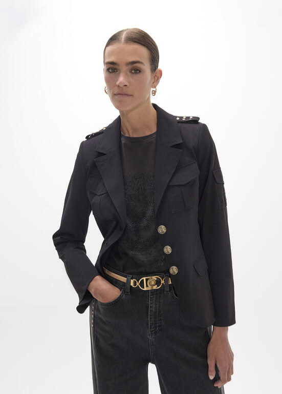 BLAZER CINTADO COM DETALHES DOURADOS E PRESILHAS LC - LOLA CASADEMUNT
