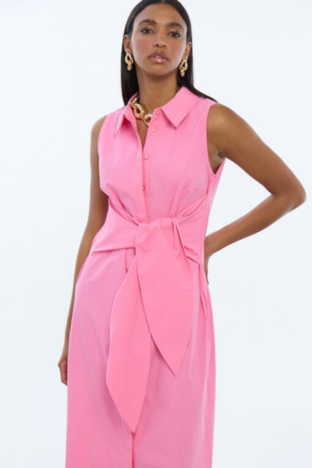 VESTIDO MIDI COM NÓ FRONTAL - LOLA CASADEMUNT