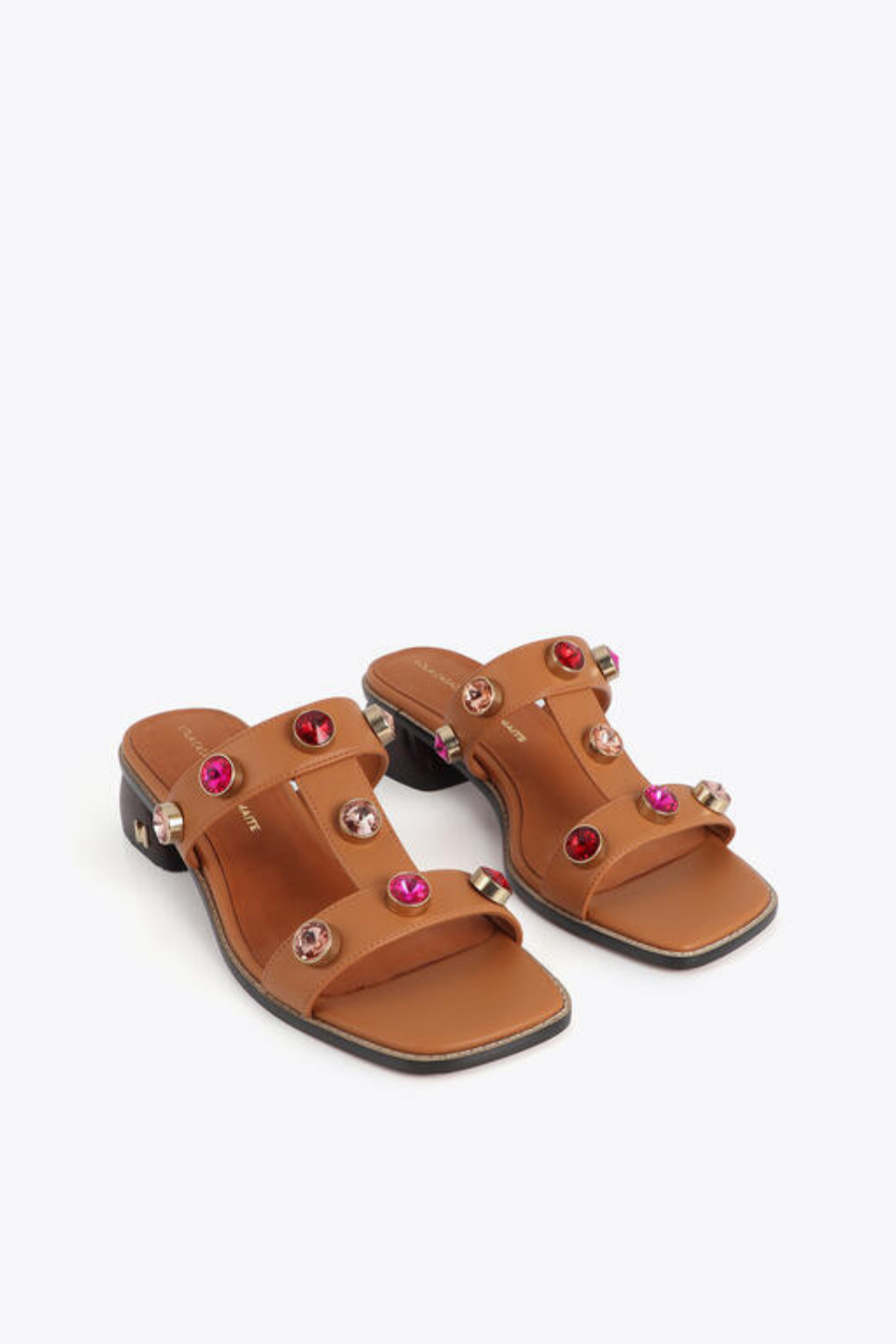 SANDÁLIAS DE SALTO BAIXO COM PEDRARIA MULTICOLOR - LOLA CASADEMUNT