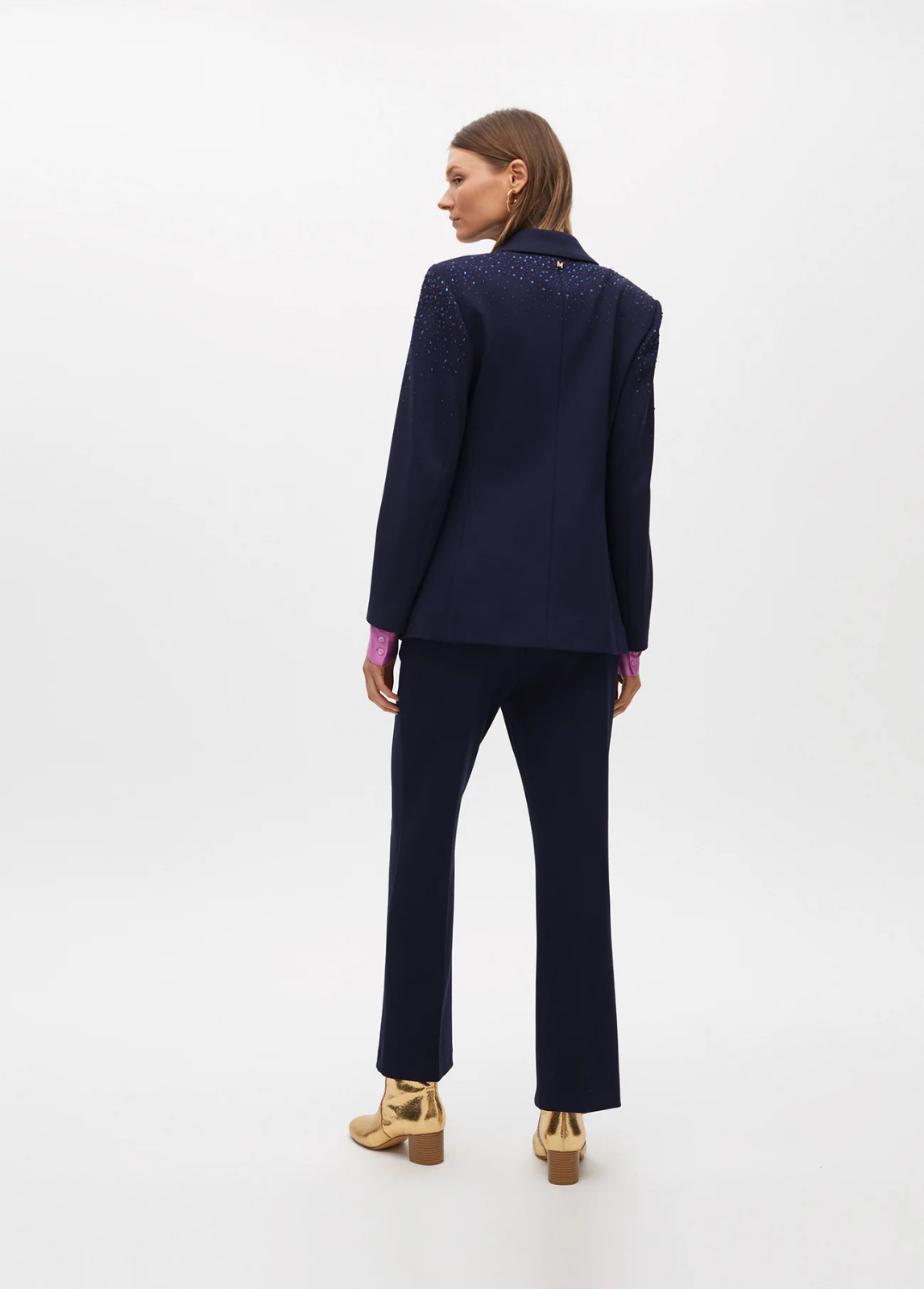 BLAZER AZUL ESCURO COM STRASS NOS OMBROS - LOLA CASADEMUNT