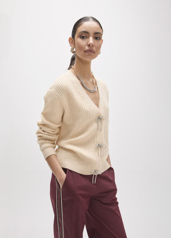 CARDIGAN CRU COM LAÇOS DE CRISTAL - LOLA CASADEMUNT