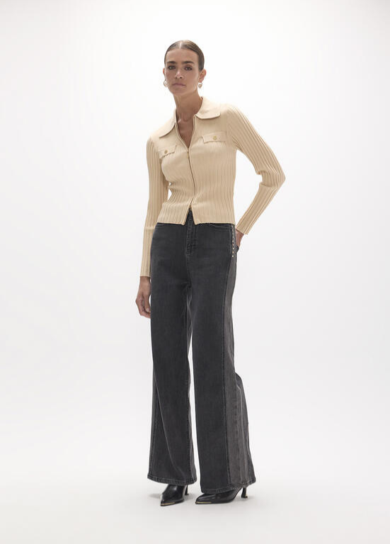 CARDIGAN DE MALHA COM FECHO ZIPPER LC - LOLA CASADEMUNT