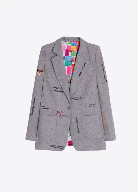 BLAZER CINZA COM BORDADOS - VILAGALLO