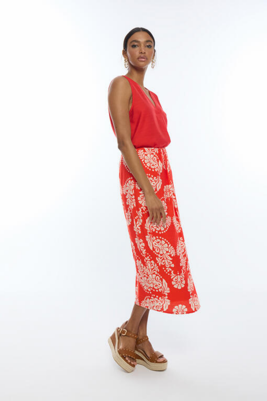 SAIA MIDI VERMELHA COM PADRÃO FLORAL - LOLA CASADEMUNT