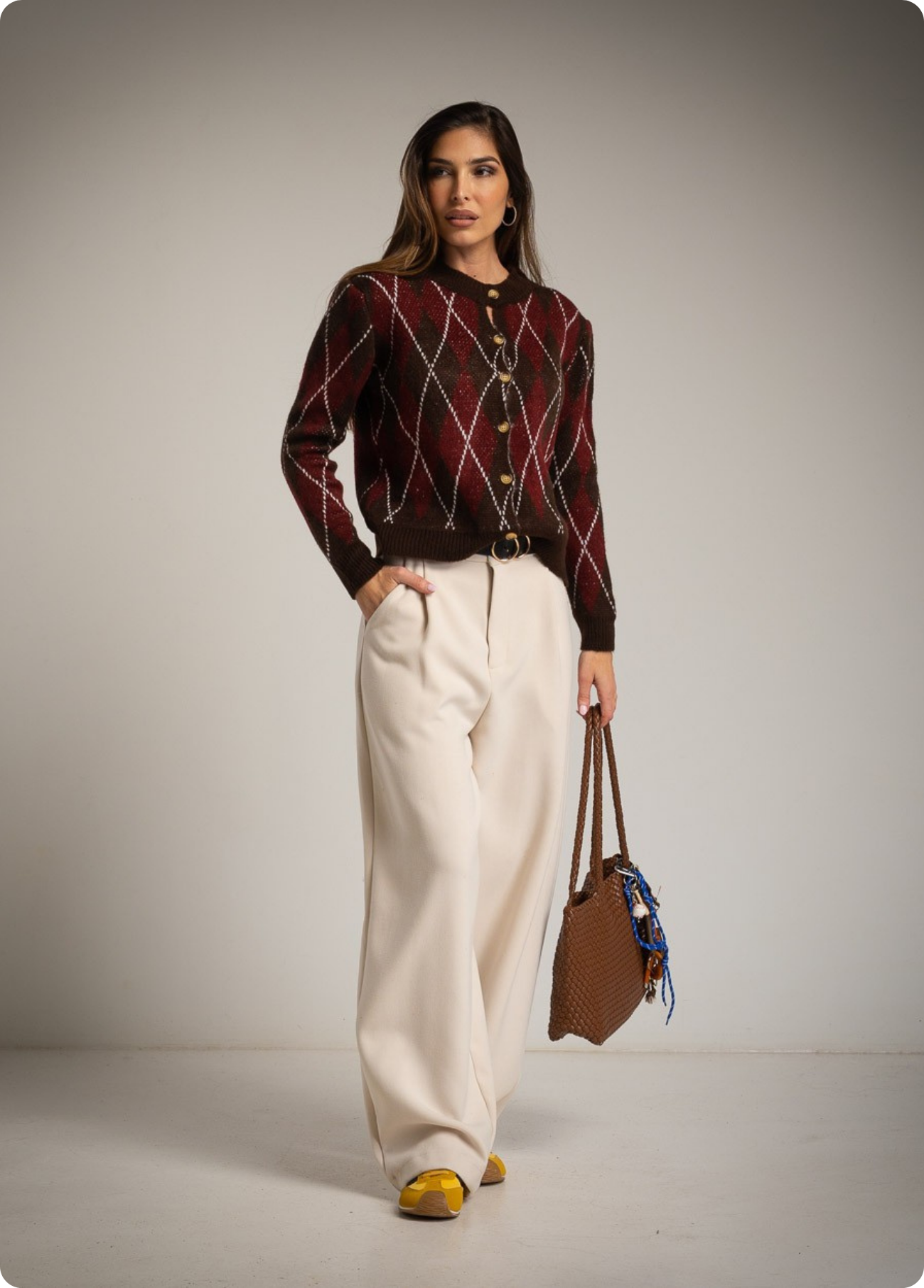 CASACO DE MALHA COM XADREZ - ALBANOS