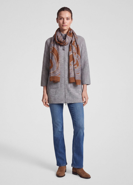 ECHARPE DE VISCOSE COM ESTAMPADO PAISLEY EM CAMEL - RABE