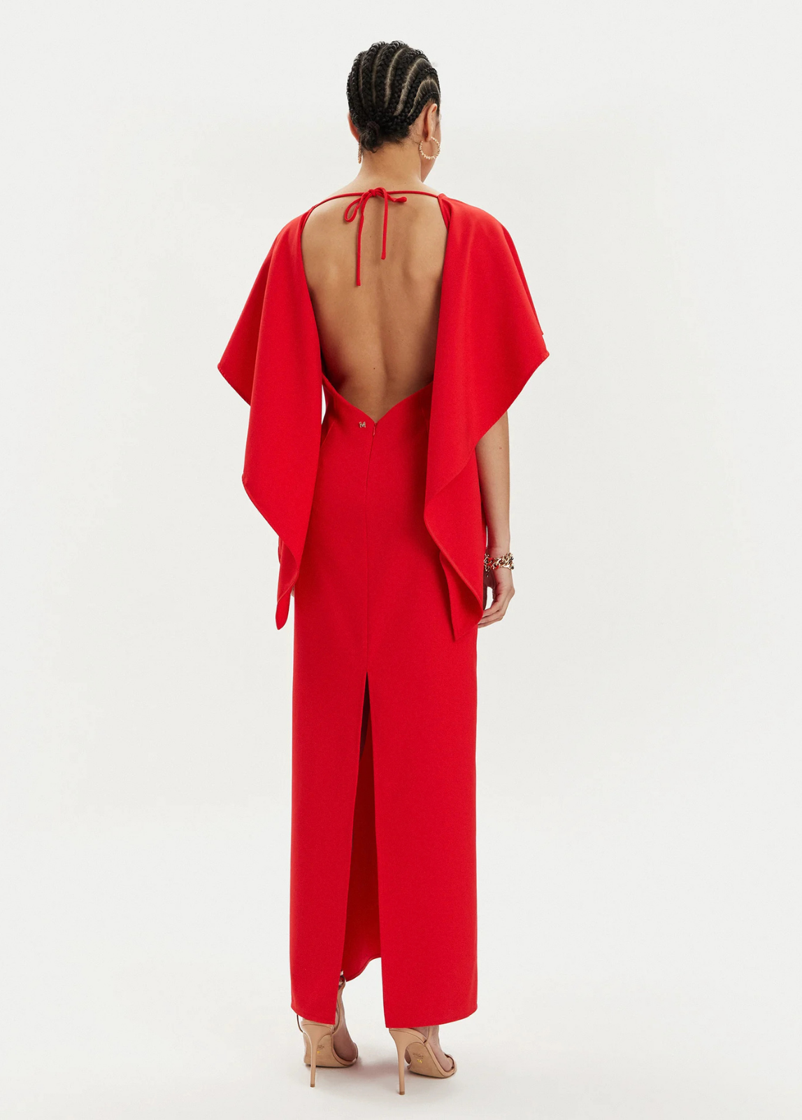 VESTIDO COMPRIDO COM COSTAS ABERTAS E FOLHO - LOLA CASADEMUNT