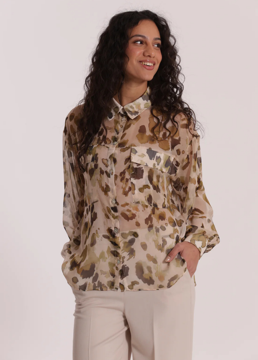 CAMISA ESTAMPADA COM BOLSOS - MIMI MUA
