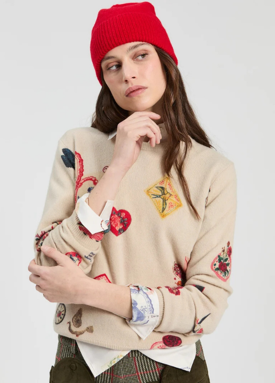 SUÉTER TRICOTADA COM ESTAMPADO VINTAGE - VILAGALLO