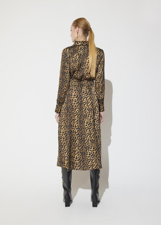 VESTIDO COM ESTAMPA ANIMAL PRINT E CINTO COM FIVELA DOURADA BY MAITE - LOLA CASADEMUNT