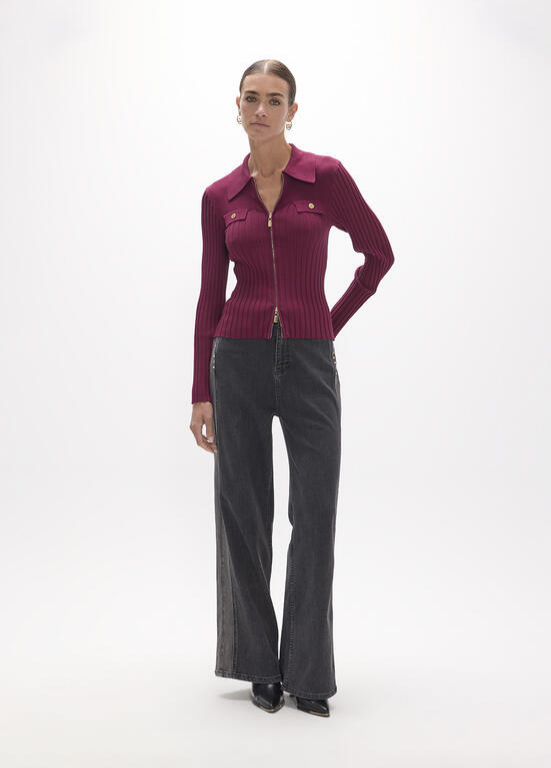 CARDIGAN DE MALHA COM FECHO ZIPPER LC - LOLA CASADEMUNT