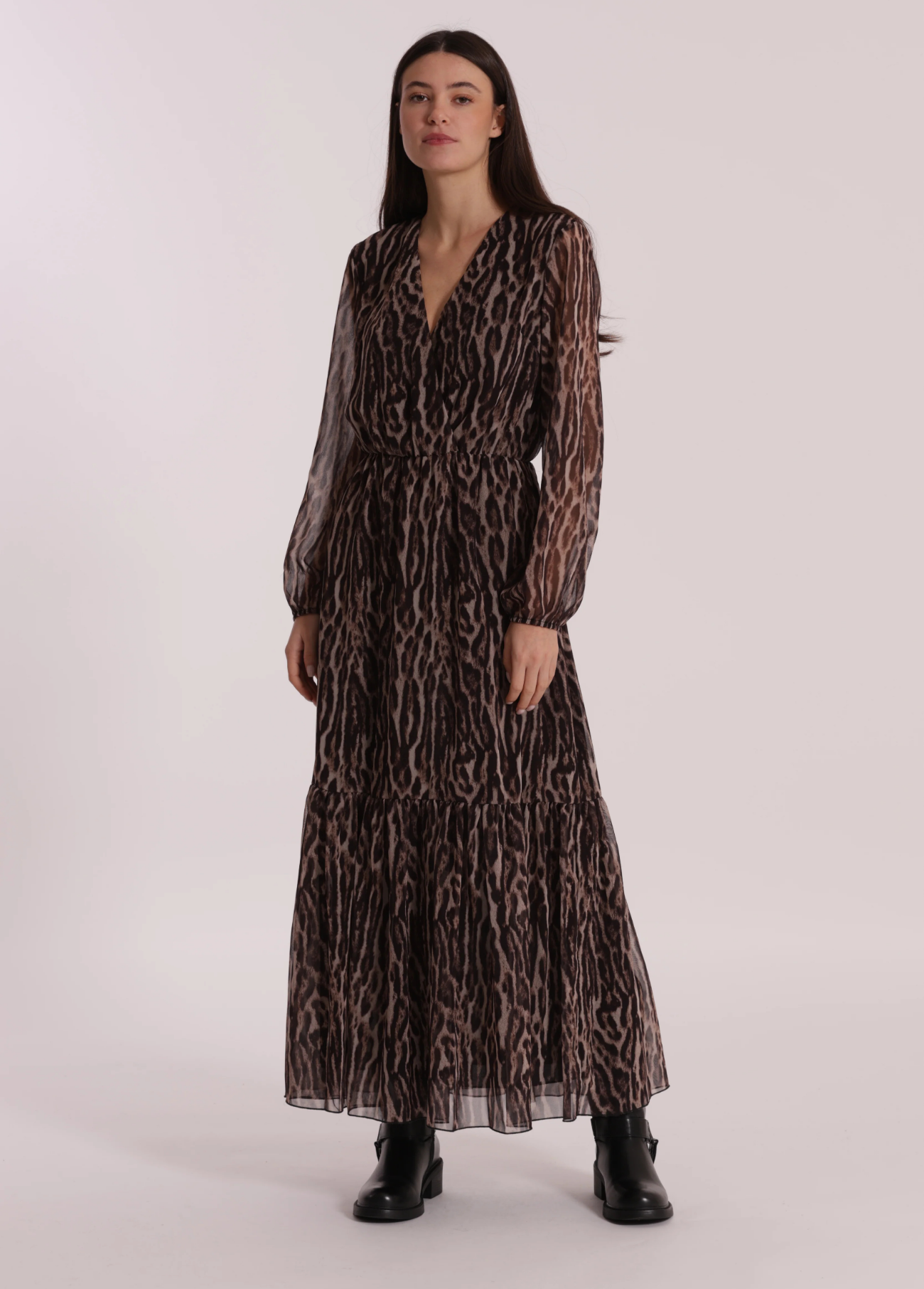 VESTIDO LONGO COM ESTAMPA ANIMAL - MIMI MUA