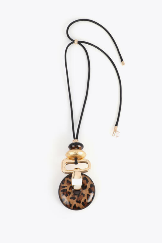 COLAR LONGO COM PINGENTE ANIMAL PRINT E DOURADO - LOLA CASADEMUNT