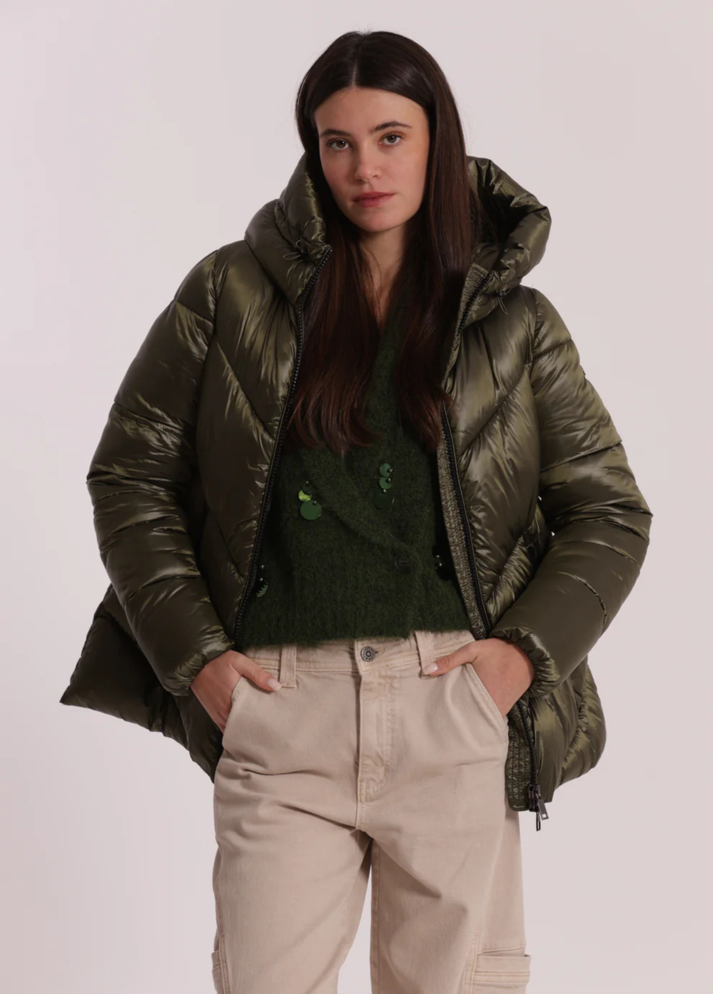 PARKA VERDE MILITAR COM CAPUZ - MIMI MUA