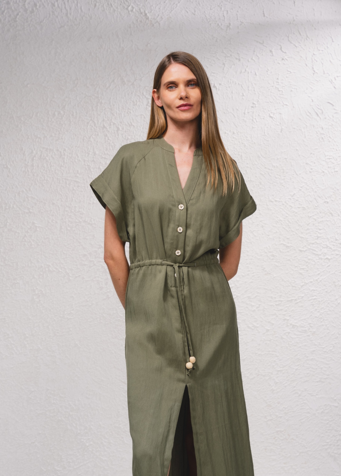 VESTIDO CAMISEIRO COM CORDÃO NA CINTURA - SMF