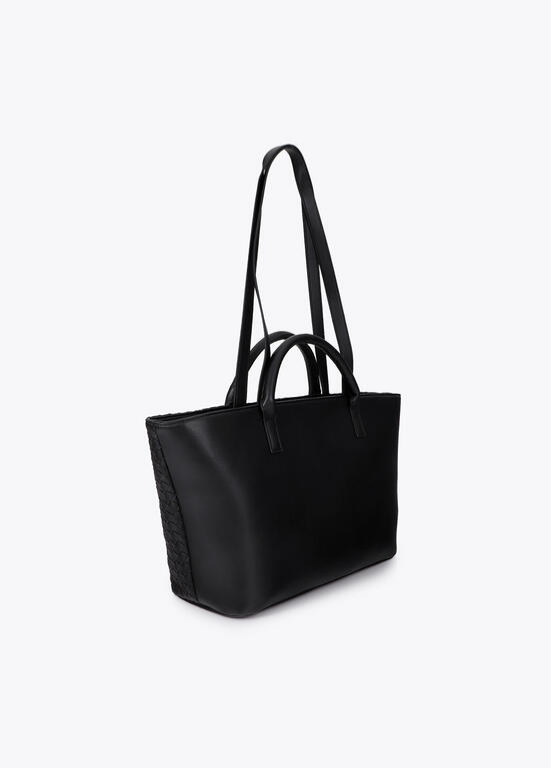 SHOPPER PRETA EM ECOPELE ENTRANÇADA LC LEOPARDO - LOLA CASADEMUNT